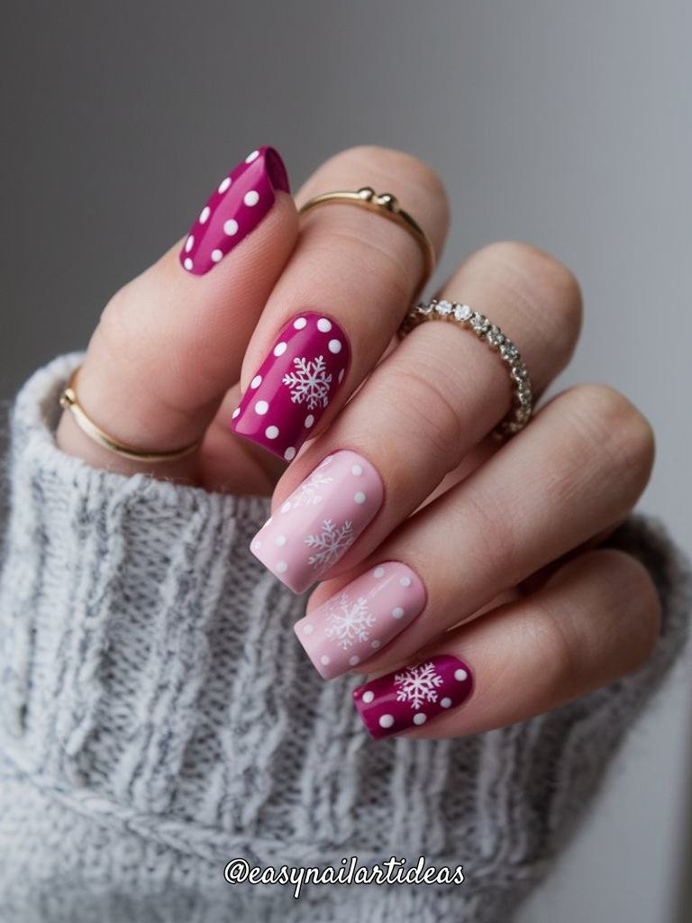 pink christmas nails