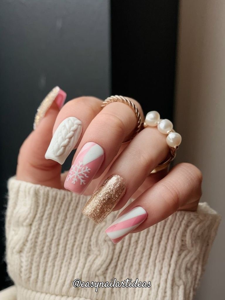 pink christmas nails